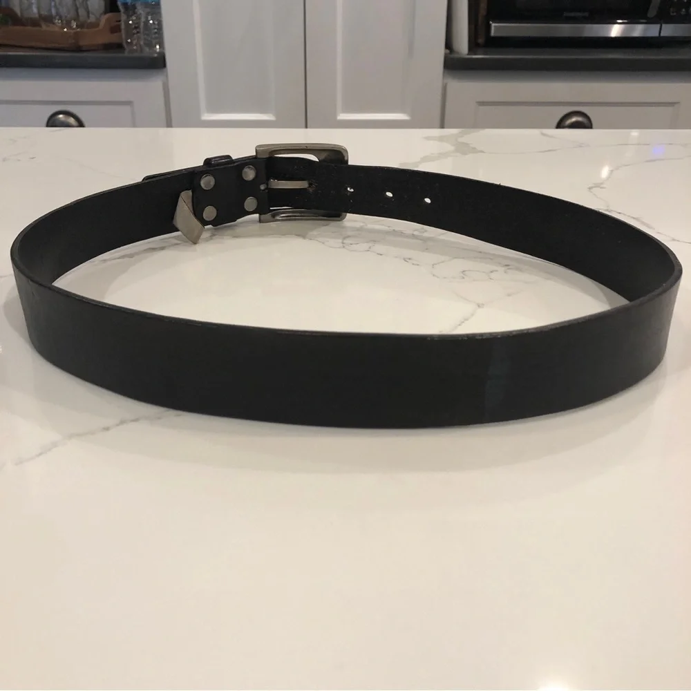 Fossil Vintage Dark Brown Genuine Cowhide Leather Belt Jeans Work Silver Buckle